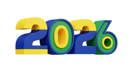 3D Year 2026 Blue and Yellow Cylinder Design for Sports and Corporate Events