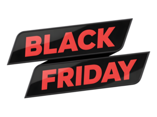 Black friday sale text on black glossy banners isolated on transparent background
