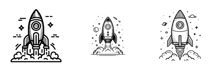 A rocket ship icon embodies the concept of space travel and serves as a symbol for a creative business idea involving flying shuttles