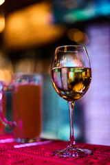 Elegant Wine Glasses with Wine on a Table	

