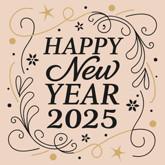 Happy New Year, Easter typography vector illustration with decorative vintage text and holiday design elements
