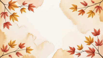 Watercolor Autumn Leaves Background, Hand Painted Fall Foliage Pattern, Rustic Watercolor Maple Leaf Art, Vibrant Autumn Botanical Collection