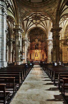 Interior of the basilica of Saint Mary of the Chorus (Bas&iacute;lica de Nuestra Se&ntilde;ora del Coro). Completed in 1774. Located in San Sebasti&aacute;n, Spain, Europe 