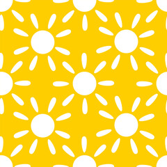 Seamless pattern of white sun silhouettes on a yellow background © Yevheniia