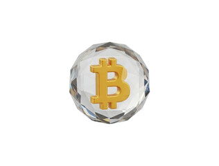 Bitcoin Symbol Inside Crystalline Sphere
