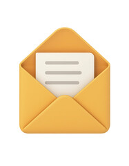 Opened Golden Envelope with Letter Illustration