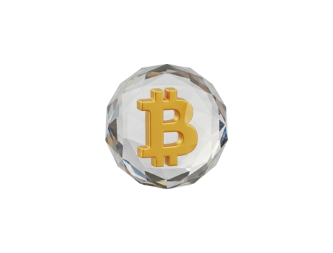 Bitcoin Symbol Inside Crystalline Sphere