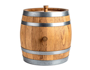 Obraz premium Wine wooden barrel isolated on a transparent background.