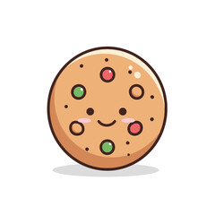 Fototapeta premium Cute cookie character with colorful sprinkles on white background 