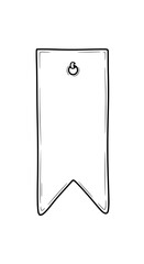 Hand-drawn doodle style blank bookmark tag graphic outline element