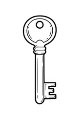 Antique Key Symbol Design, Protection and Security in Hand-Drawn Illustration