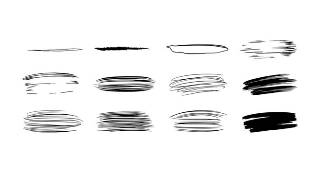 Ink brushstrokes set for design elements and creative backgrounds