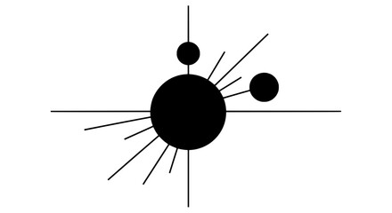 Abstract Geometric Solar System Illustration with Planets and Rays