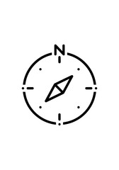 Modern Line Art Compass Symbol for Global Navigation and Directional Guidance
