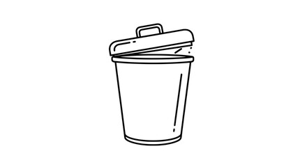Line Art Trash Can With Lid Open For Disposal Of Waste Or Recycling