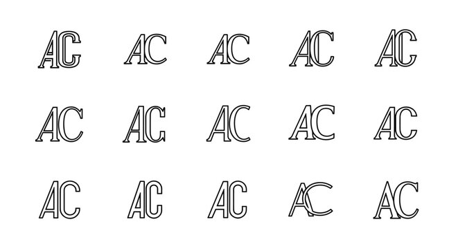 A striking and artistic pattern of the letters 'AC' repeated in a grid formation against a stark black background, rendered with a distressed, textured effect that adds a vintage or grunge aesthetic