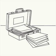Suitcase Full of Documents Organized Papers for Business and Legal Work