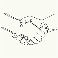 Handshake Illustration Minimalist Line Art Depicting Agreement and Collaboration