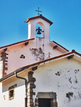 The San Telmo Hermitage (Ermita de San Telmo), built in 1626, a small chapel located in Zumaia, in the Basque Country of Spain, Europe 
