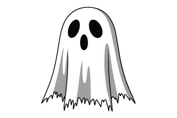 Naklejka premium Eerie black and white cartoon ghost figure appearing from darkness