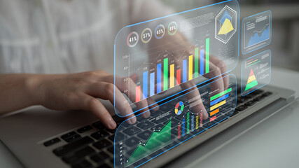 A business intelligence dashboard for data analysis and performance reporting. A concept of data...