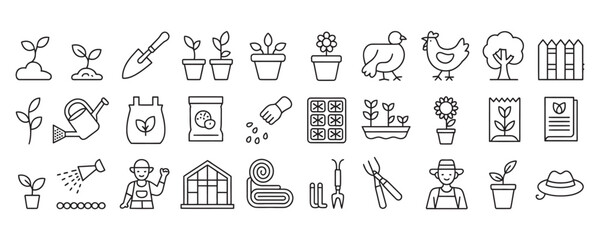 Delightful Gardening Icons for Nature Lovers and Sustainable Living Projects, Perfect for Spring Designs and Eco-Friendly Initiatives