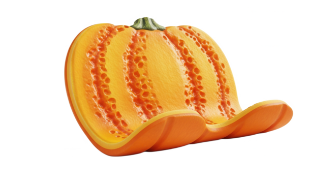 Pumpkin textured item designed for laptop stand in bright orange  