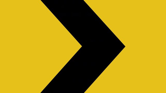 moving right chevron arrows for sharp bend in road automobile racing sign animated construction roadworks barrier yellow and black scrolling hazard markings warning animation 4K