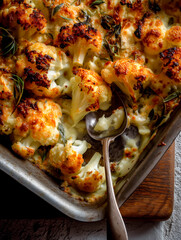 traditional golden roasted cauliflower cheese