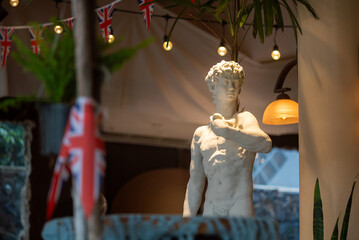 British Decor with Statue and Bunting