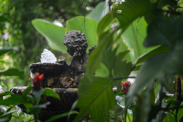 Charming Garden Fountain Surrounded by Green