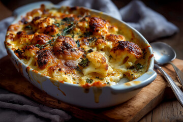 traditional golden roasted cauliflower cheese