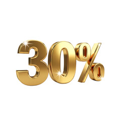 3D Golden 30 Percent Off Text With Sparkles On Black Background thirty percent off discount isolated on a transparent background