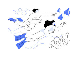 Snorkeling isolated cartoon vector illustrations.