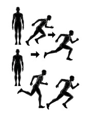 Human Figure Running Sequence Silhouette.