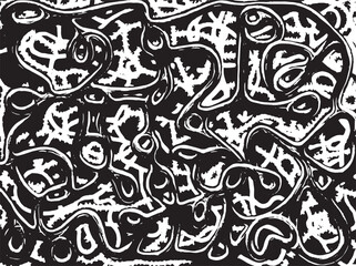 Intricate black and white abstract patterns create a mesmerizing visual experience in a playful design setup