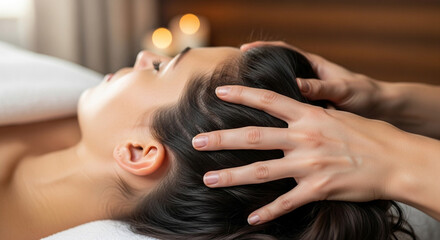 Relaxing head massage for ultimate wellness, find your inner peace with this serene spa scene promoting self-care and stress relief for mindful living