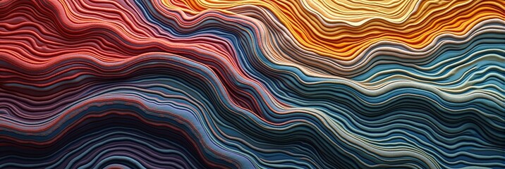 Vivid wavy lines blend warm and cool layers in flowing harmony