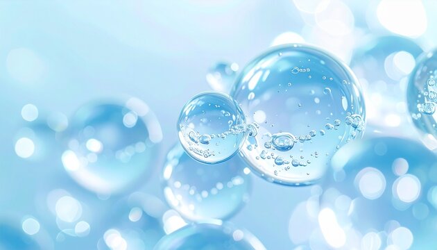 プルプルと浮遊する透明球体が放つうるおいの輝き　ジェネレーティブAI