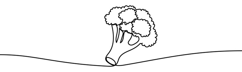 Broccoli sign, minimalist ecological and environmental concept symbol, continuous line design, isolated on transparent background, vector illustration