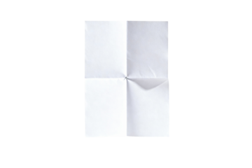 Folded white paper texture with creases and wrinkles isolated on a transparent background for design.