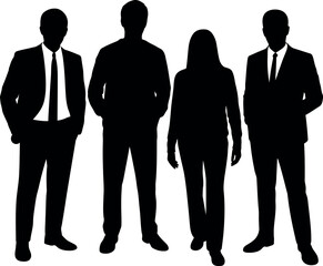 Silhouette of business team standing together concept of teamwork leadership