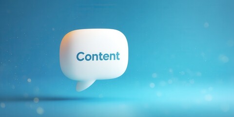 White Speech Bubble Displaying the Word 'Content' Against a Bright Blue Background