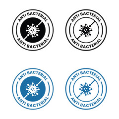 Antibacterial formula stamp, Vector isolated sign for antiseptic cosmetics and medical pharmaceutical products. Antibacterial sign, logo, badge, icon, sticker, label, emblem, stamp, symbol.
