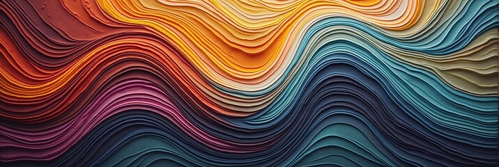 Vivid wavy lines blend warm and cool layers in flowing harmony