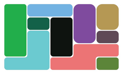 Colorful Abstract Geometric Rounded Shapes Collage Modern Background