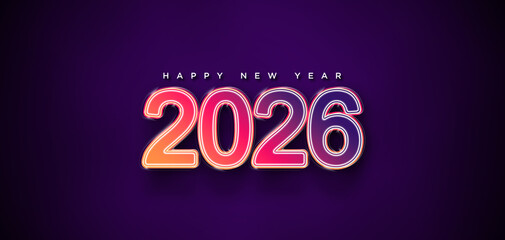 Purple Neon 2026 Happy New Year Party Poster