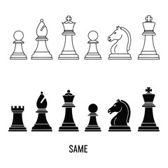 Chess pieces silhouette abstract game board strategy vector