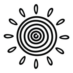 Sun radiating heat and light simple drawing for summer and weather concepts vector