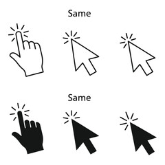 Click cursor hand pointer icon set website navigation user interface element vector